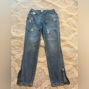 superdown Blue Distressed Straight Leg Jeans